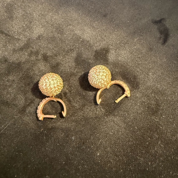 Sterling Silver Rose Gold Plated and CZ Ball Earrings - Picture 4 of 5